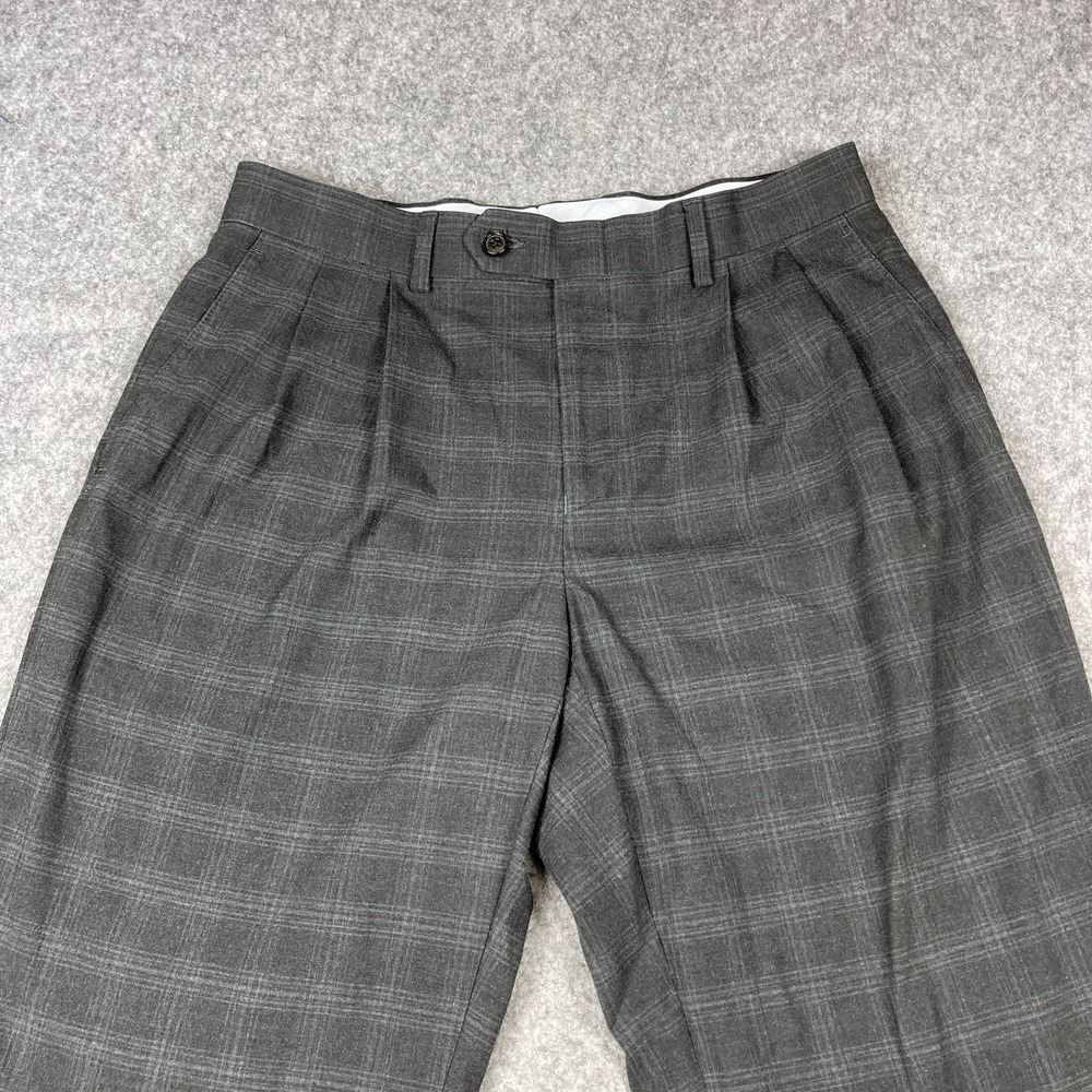 VTG Ralph Ralph Lauren Mens Pleated Cuffed Pants Gray Plaid 32X30(28) Classic - Picture 3 of 10